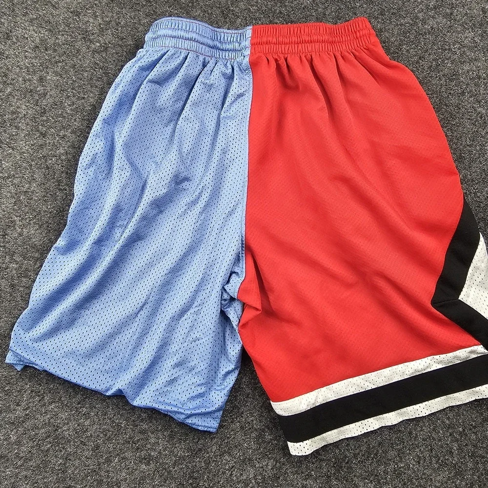 Jordan Basketball Shorts Youth Large Red Blue Mismatch Colorblock Mesh Asymmetri